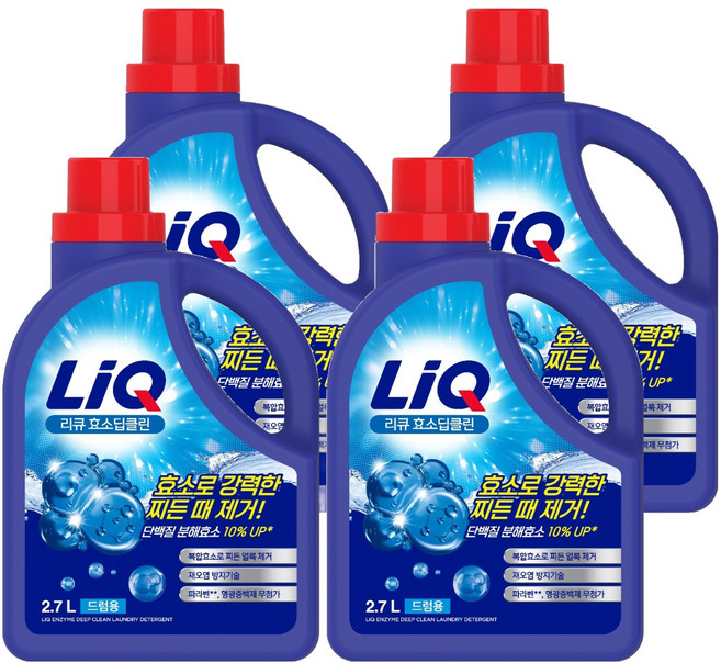 LiQ 酵素深層潔淨洗衣精 滾筒專用 正裝, 4個, 2.7L