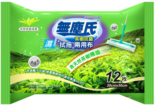 無塵氏 茶樹抗菌 拭拖兩用布, 1包