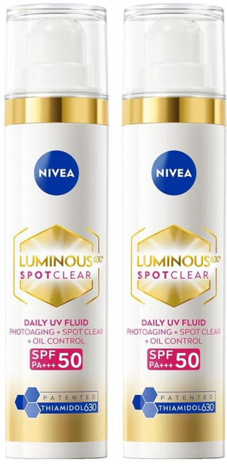 NIVEA 妮維雅 台灣公司貨 LUMINOUS630淡斑煥白UV防禦乳SPF50, 2瓶, 40ml