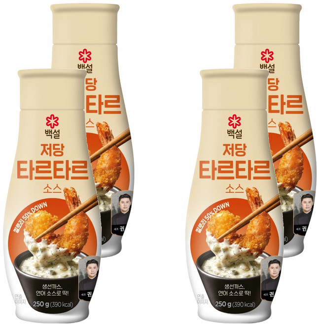 CJ BEKSUL 白雪 低糖塔塔醬, 250g, 4個