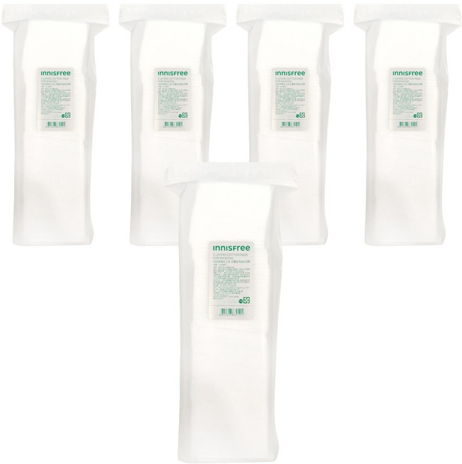 INNISFREE 台灣公司貨 妝自然美妝工具 5層多用途化妝棉 濕敷用, 80片, 5包