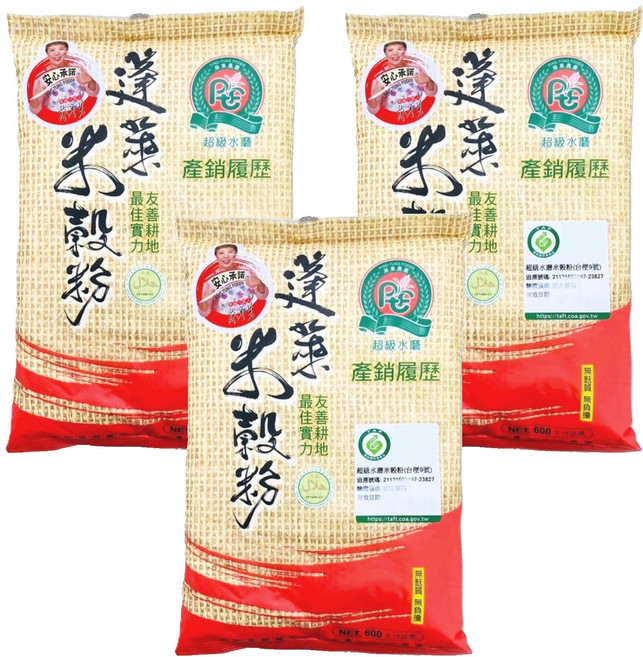 屏東農產 超級水磨米穀粉, 600g, 3包