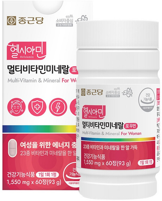 Chong Kun Dang 鍾根堂 Pharm Healthyamin 女性綜合維他命礦物質 93g, 60錠, 1個