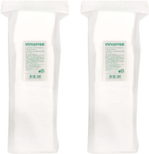 INNISFREE 台灣公司貨 妝自然美妝工具 5層多用途化妝棉 濕敷用, 80片, 2包