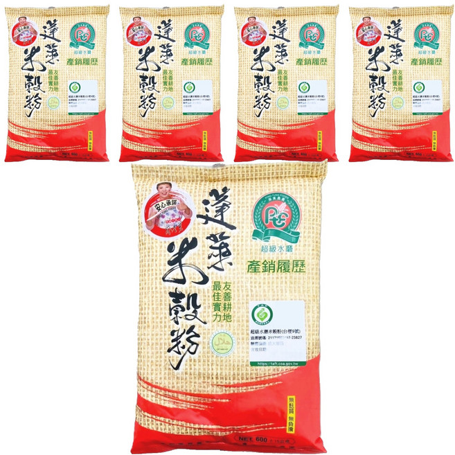 屏東農產 超級水磨米穀粉, 600g, 5包