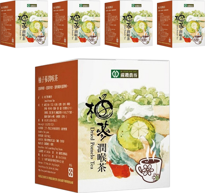 蔴鑽農坊 柚子蔘潤喉茶, 5個, 3.5g, 10個裝