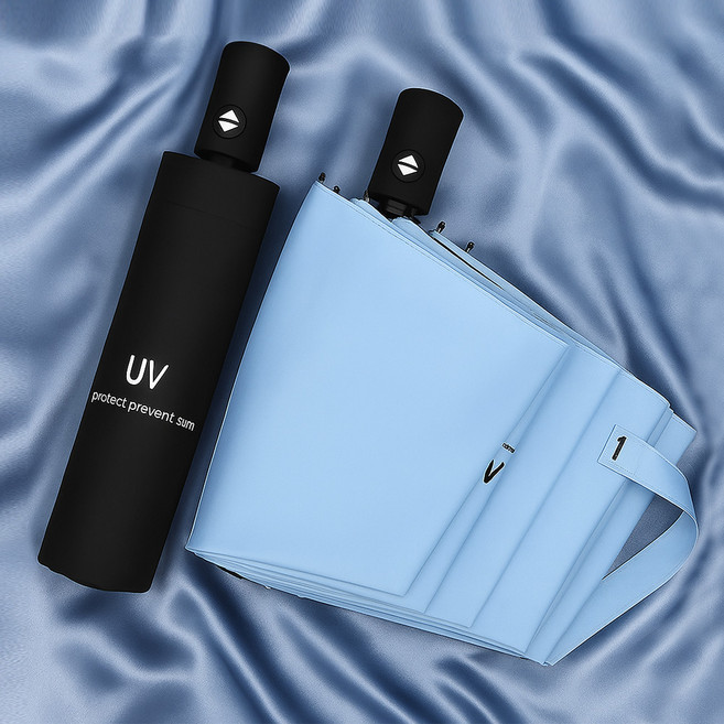 韓國 With US UV 99.9% 防紫外線一鍵式三折自動晴雨兩用傘 2件組