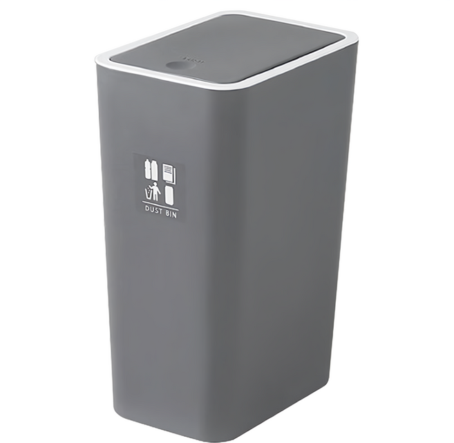 Nature Living 按壓式垃圾桶 9L + DIY貼紙 6個, 灰色
