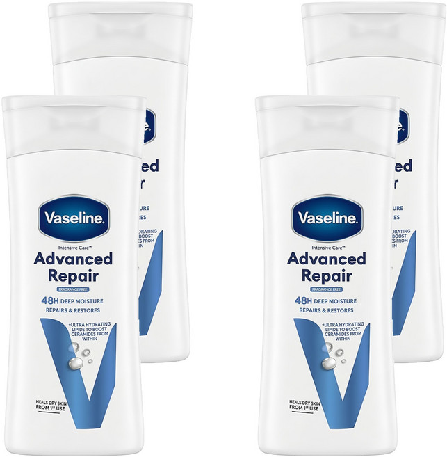 Vaseline 凡士林 潤膚乳液 修護無香, 4瓶, 200ml