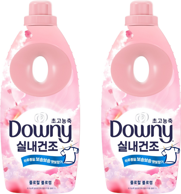 Downy 室內晾曬超濃縮衣物柔軟精 花卉綻放 正裝, 1L, 2個