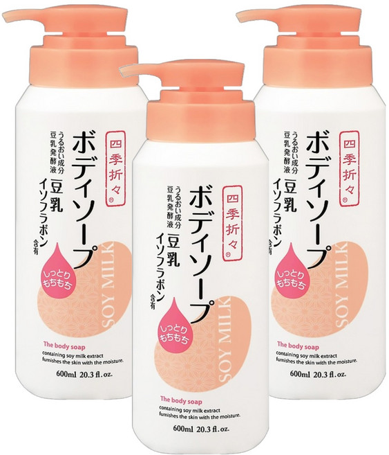 KUMANO 熊野油脂 豆乳沐浴乳, 600ml, 3瓶