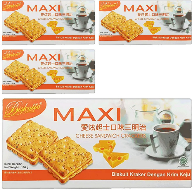 Biskotto MAXI 愛炫三明治餅乾 起士口味 奶素, 160g, 4盒