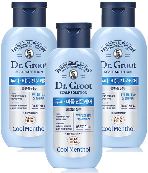 Dr.Groot 健髮專家 Scalp Solution 頭皮去屑護理酷涼薄荷洗髮精, 3個, 180ml