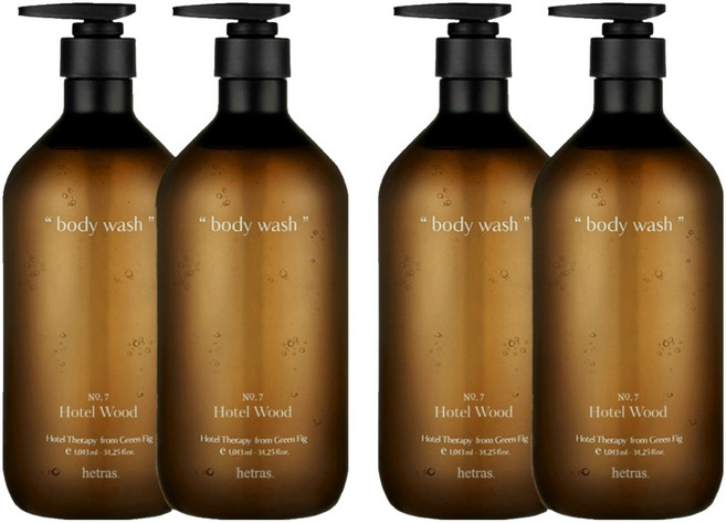 hetras. 飯店療癒系列沐浴乳 No.7 Hotel Wood, 4個, 1.013L