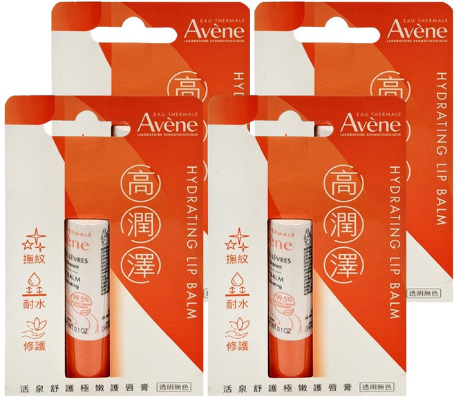 Avene 雅漾 活泉舒護極嫩護唇膏, 透明無色, 4g, 4支