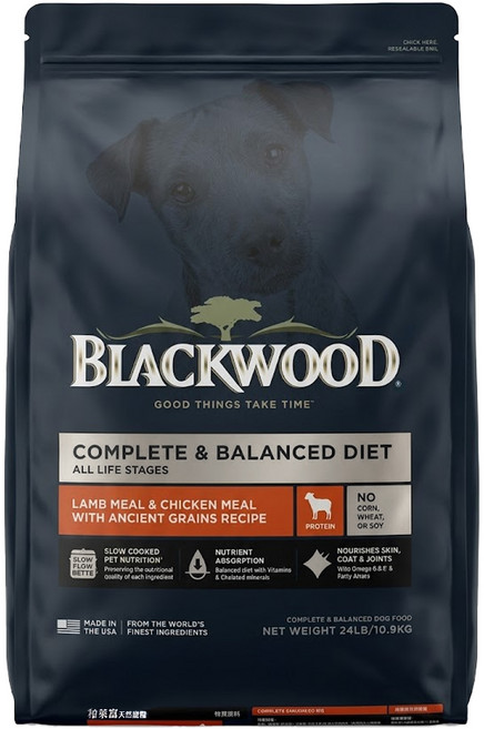 BLACKWOOD 特調全齡犬配方犬糧, 1袋, 10.9kg, 羊肉+糙米+雞肉