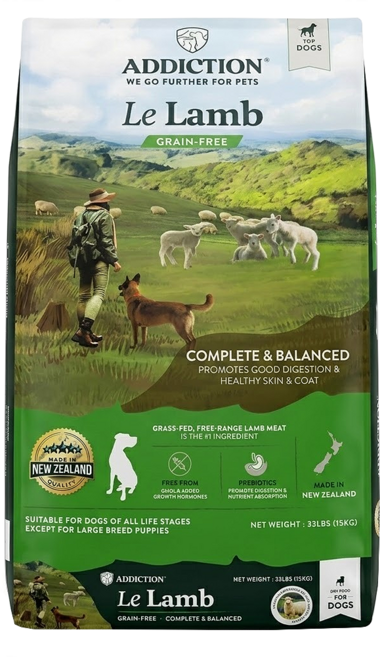 ADDICTION 自然癮食 全齡 無穀犬糧, 放牧羊肉, 15kg, 1袋