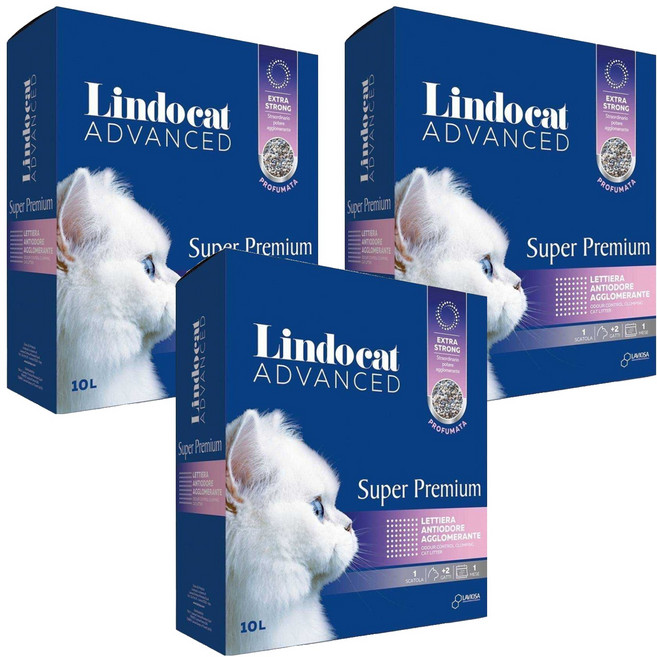 Lindocat Advanced Super Premium 貓砂 清香活性碳配方, 3個, 天然香氛, 10L