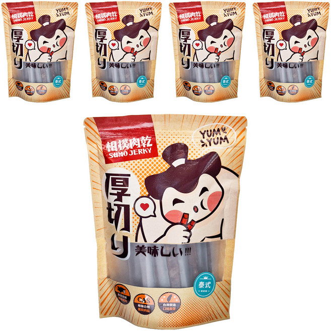相撲肉乾 超厚筷子豬肉條 泰式檸檬, 240g, 5袋