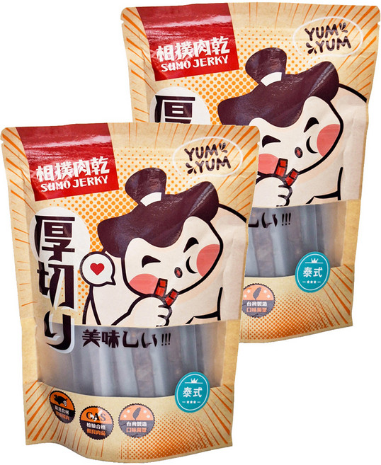 相撲肉乾 超厚筷子豬肉條 泰式檸檬, 240g, 2袋