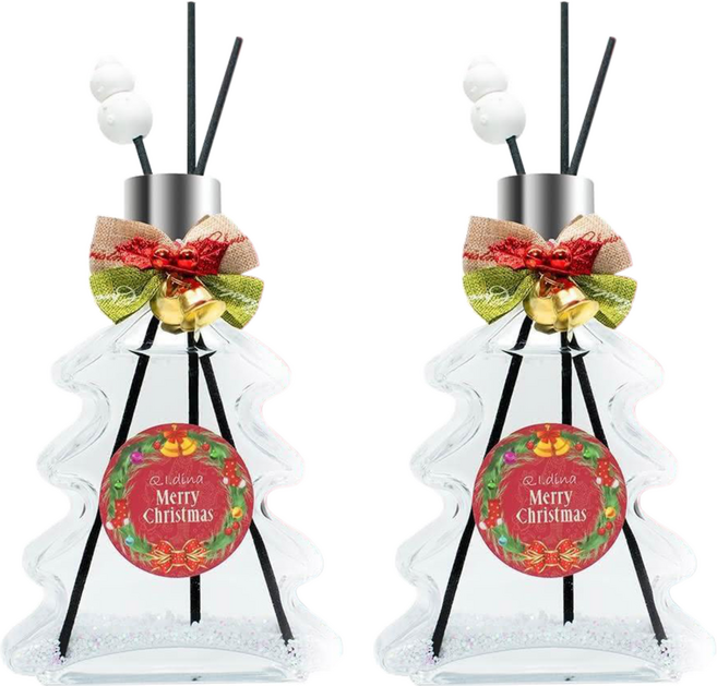QIDINA 奇蒂娜 聖誕樹造型硅藻土擴香瓶, 小蒼蘭, 200ml, 2瓶
