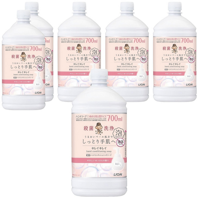 LION 獅王 趣淨 敏弱肌專用洗手慕斯補充瓶, 700ml, 6瓶