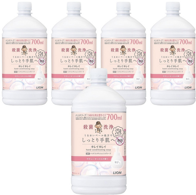 LION 獅王 趣淨 敏弱肌專用洗手慕斯補充瓶, 700ml, 5瓶