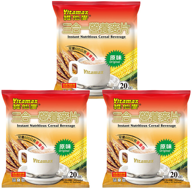 Vitamax 維他麥 三合一麥片 原味, 600g, 3袋