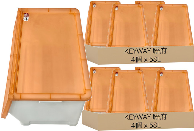 KEYWAY 聯府 晶采直取式收納箱 特大 58L, 特大型, 8個