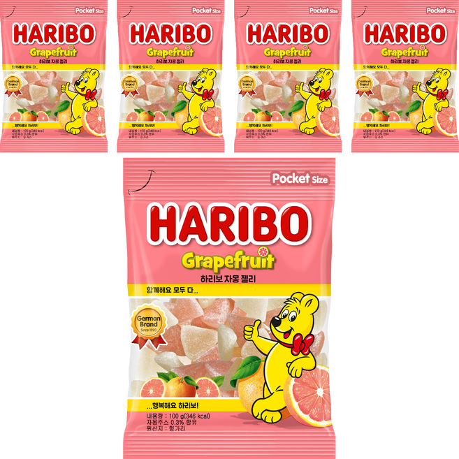 HARIBO 葡萄柚軟糖, 100g, 5個