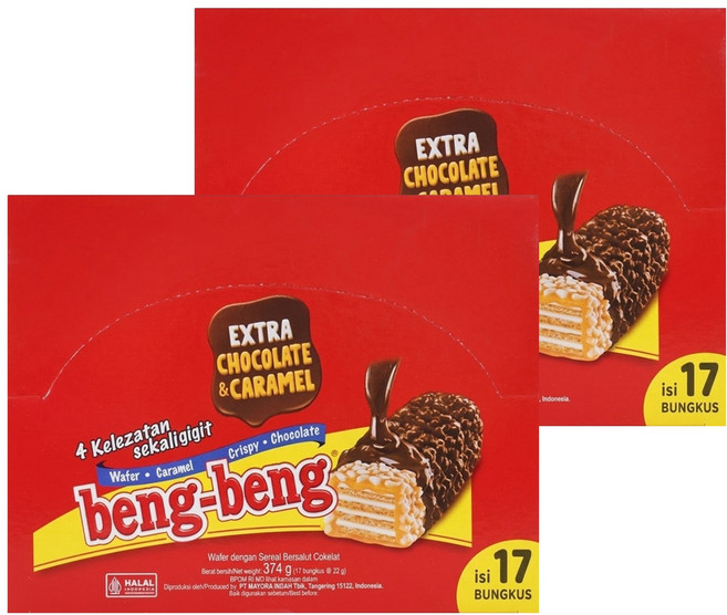 beng-beng Extra Chocolate&Caramel wafer 可可風味威化餅 17包, 374g, 2盒