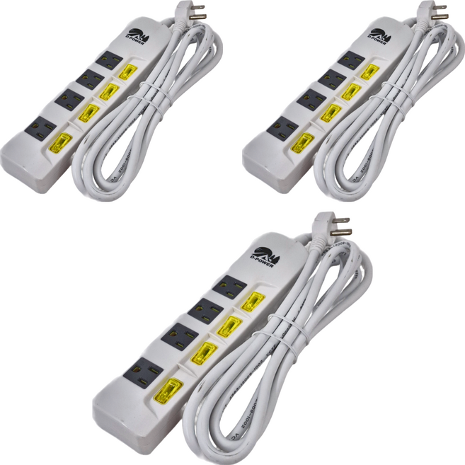 D-POWER 台灣製 四開四插延長線, 延長線 白色, 2.7m, 3個