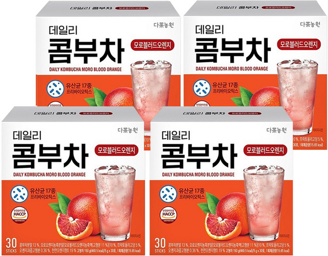 Danongwon 乳酸菌康普茶 隨身包 血橙, 5g, 30條, 4盒