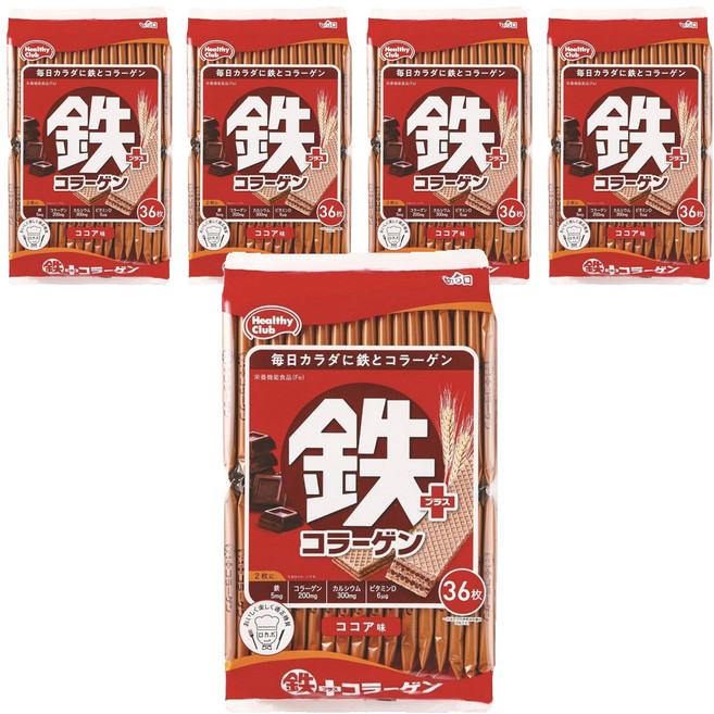 Healthy Club 鐵威化餅乾 可可風味 36包, 5袋, 255.6g