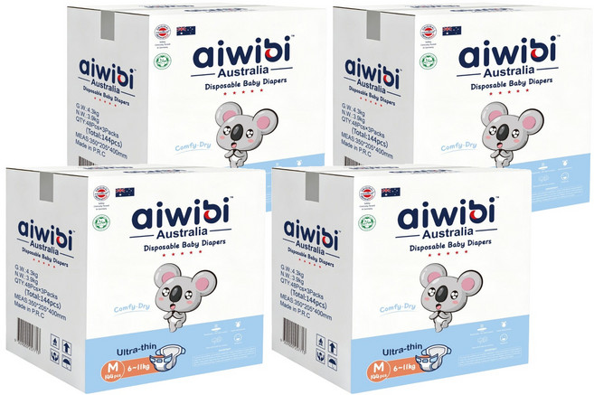 aiwibi 愛薇彼 清新乾爽黏貼型紙尿褲 6~11kg, M, 576片
