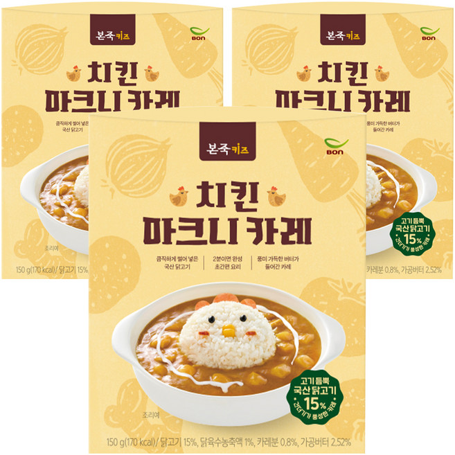 Baby Bonjuk 元粥Kids 雞肉乳酪咖哩, 150g, 3個
