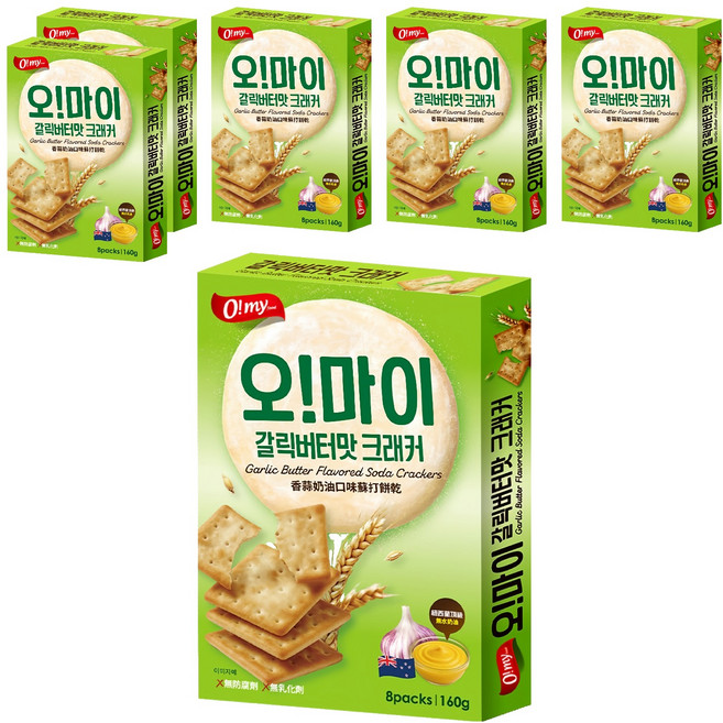 O my food 歐邁福 香蒜奶油口味蘇打餅乾, 6個, 160g