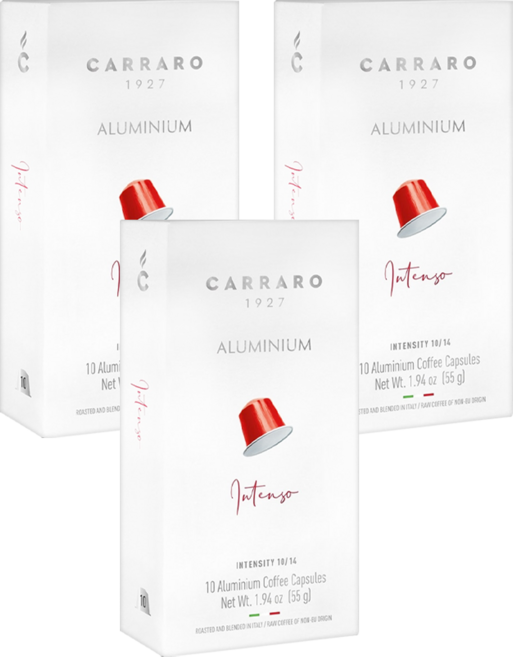 CARRARO 香濃義式 INTENSO 咖啡膠囊 適用Nespresso Original 膠囊咖啡機, 3個, 5.5g, 10個裝