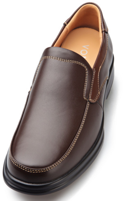 VONIN COLLECTION 牛皮U型鞋頭皮革拼接套入式休閒鞋 TS181DBR
