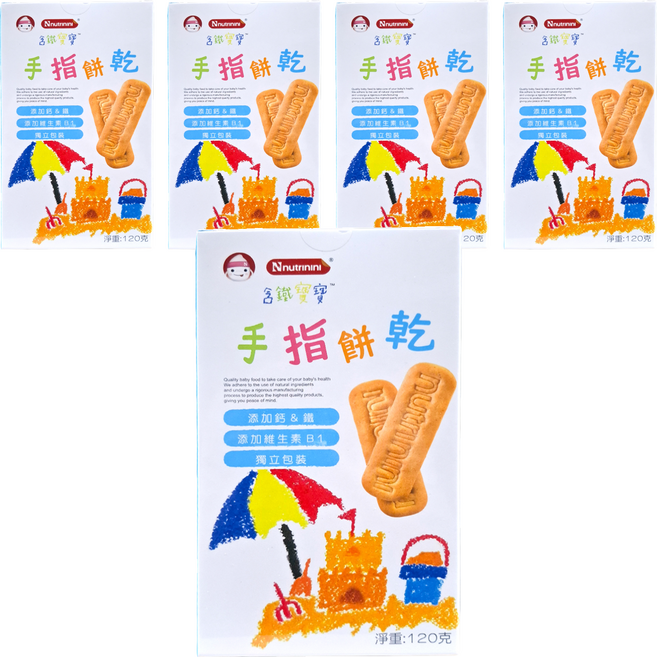 Nnutrinini 脆妮妮 含鐵寶寶餅, 原味, 120g, 5盒