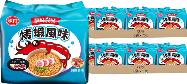 味丹 享味食光 烤蝦風味麵 70g, 60包