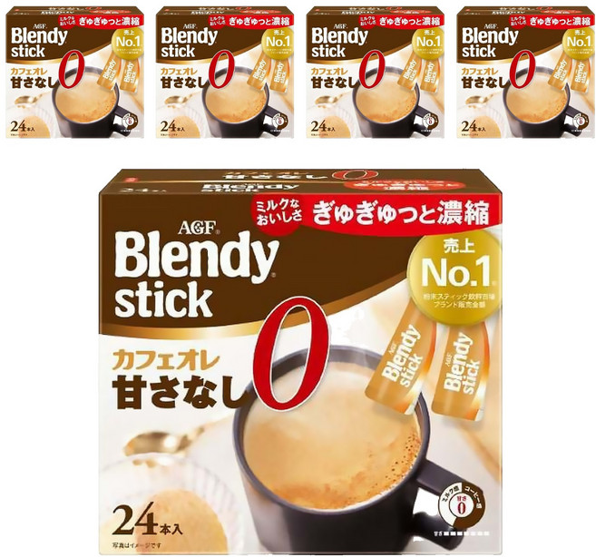 AGF Blendy 無糖咖啡歐蕾風味即溶飲品, 7.8g, 24條, 5盒