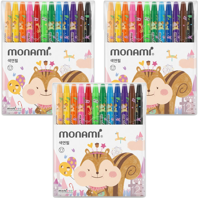 monAmi Monige Sharp 彩色鉛筆 粉色, 3組, 12色