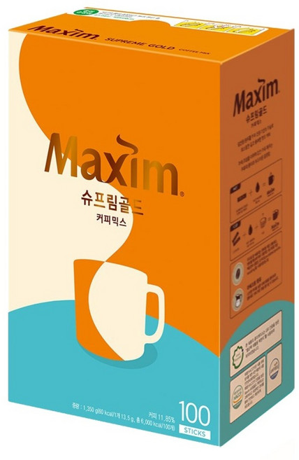 Maxim 麥心 典藏精品拿鐵咖啡, 13.5g, 100包, 1盒