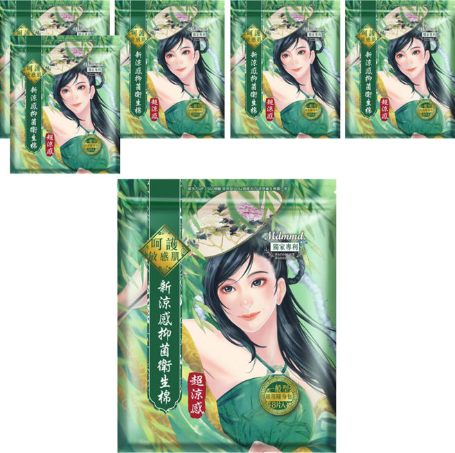 Mdmmd. 明洞國際 後宮超涼感系列 新涼感抑菌衛生棉, 一般型 24.5cm, 8片, 6包