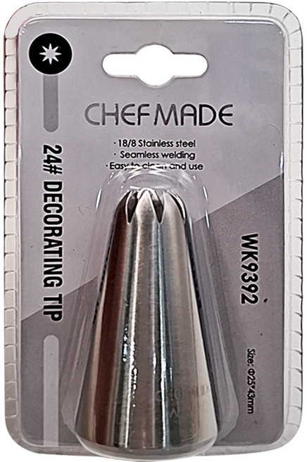 CHEFMADE 學廚 中款24號不銹鋼裱花嘴(吸塑)-8齒, 1入