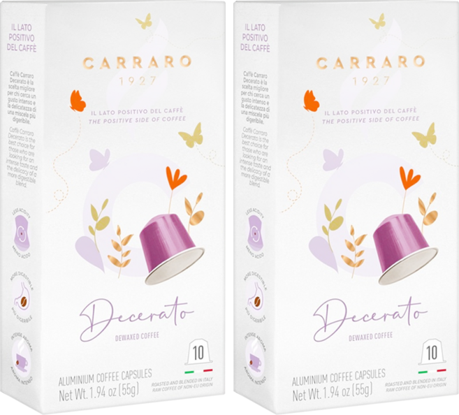 CARRARO 迪席拉朵 DECERATO 咖啡膠囊 適用Nespresso Original 膠囊咖啡機, 5.5g, 10個, 2盒