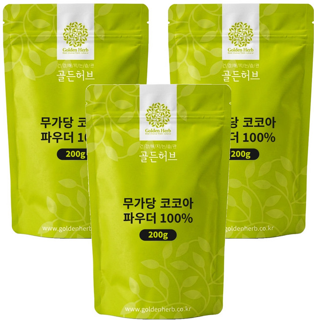 Golden Herb 無糖可可粉 100%, 200g, 3個, 1入