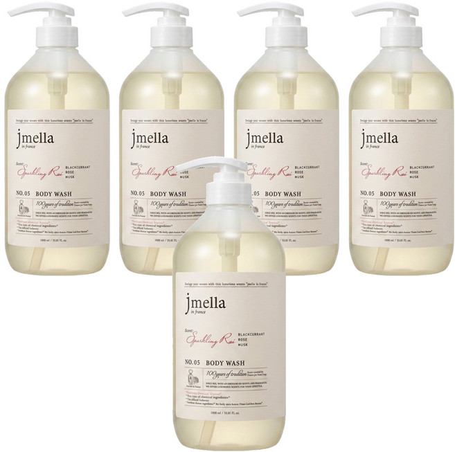 jmella 法式漫舞香水沐浴乳 No.05 Sparkling Rose, 1L, 5瓶
