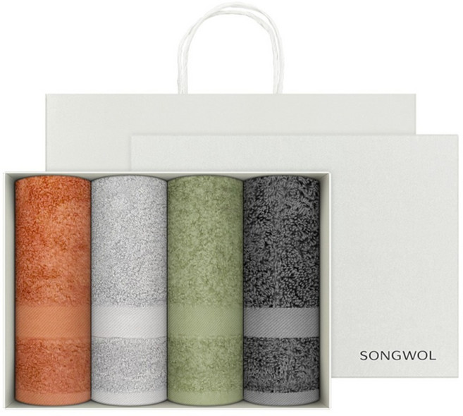 Songwol 松月 JADE 飯店毛巾 210g 40支棉紗 4件組 + 購物袋, 1套, 隨機出貨